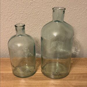 Threshold - Decorate Glass Bottle Jug Vase Set - Clear Blue - 11.5 and 9 inch